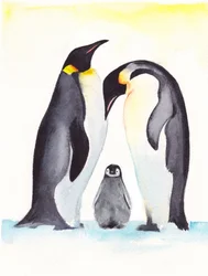Pinguin-Familienporträt