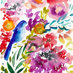 Lebhafter Blumen-Vogel