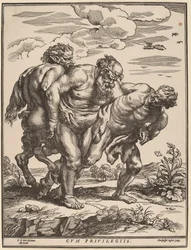 Silen begleitet von einem Satyr und einem Faun