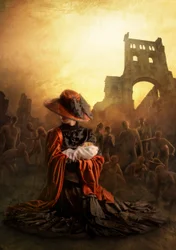 Mutter und Kind in Ruinen