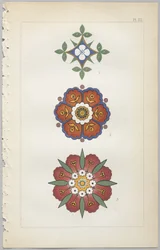 Die Kunst des dekorativen Designs: mit einem Anhang, der die Stunden des Tages angibt, zu denen Blumen öffnen, veröffentlicht von Day & Son, London, 1862