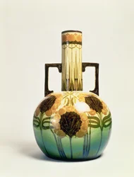 Vase, dekoriert von Clarissa Ault, ca. 1890