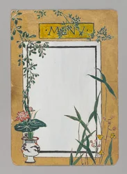 Menükarte mit Bambus und Blumen, ca. 1880