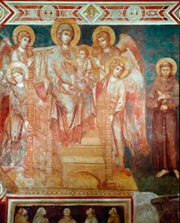Madonna mit Kindern auf dem Thron, vier Engel und Heiliger Franz von Assisi
