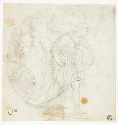 Unidentifizierte biblische Szene (recto); Skizzen (verso)