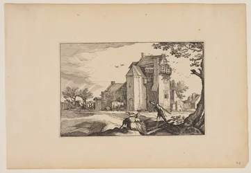 Bauernhaus mit Taubenschlägen, aus Landschaften