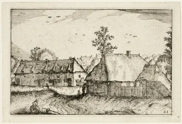 Große Schuppen, Platte 21 nach Bilder von Bauernhöfen, Landhäusern und rustikalen Dörfern (Praediorum villarum et rusticarum casularum icones)