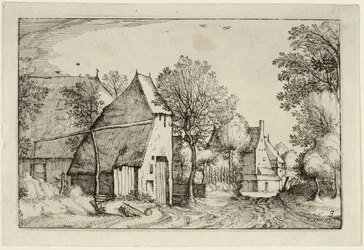 Dorfstraße, Tafel drei nach Bilder von Bauernhöfen, Landhäusern und rustikalen Dörfern