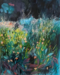 Leuchtender Garten Nacht