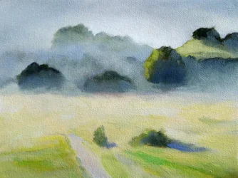 Neblige Morgenlandschaft
