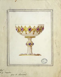 Dekoration für Champagnerkelch, Aquarellzeichnung, Claude-Aymé Chenavard