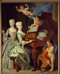 Adélaïde de Gueidan und ihre Schwester am Cembalo