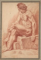 Sitzender männlicher Akt, 1693-1695