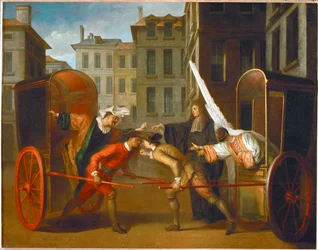 Die zwei Kutschen. Scaramouche und Harlekin