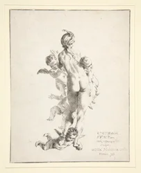 Ohne Titel (weiblicher Akt mit Putti)