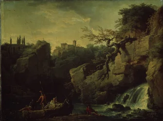 Romantische Landschaft im Stil von Salvatore Rosa, 1746