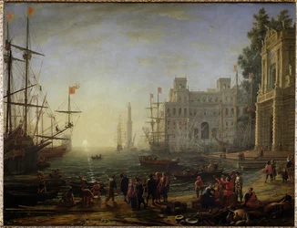 Hafen mit einer Villa Medici