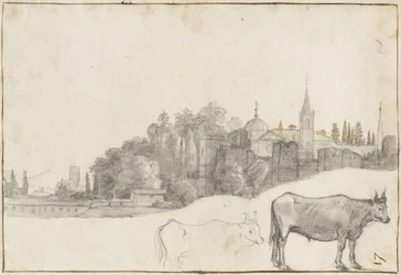 Ein Blick außerhalb der Piazza del Popolo in Rom, 1640-41