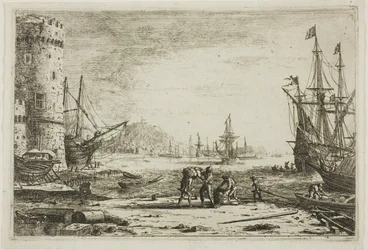 Hafen mit einem großen Turm
