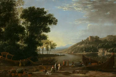 Landschaft mit Kaufleuten
