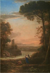 Landschaft mit Tobias und dem Engel, 1639-1640