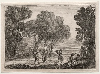 Landschaft mit einem Bauerntanz Kleine Platte, ca. 1637