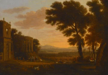 Landschaft mit Psyches Vater, der im milesischen Apollontempel ein Opfer darbringt
