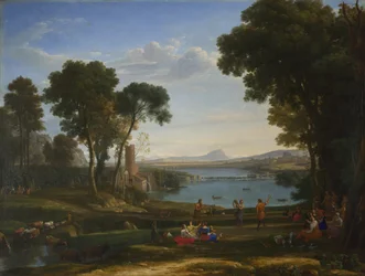 Landschaft mit der Hochzeit von Isaak und Rebekka, 1648