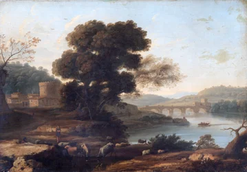Pastorale Landschaft mit der Ponte Molle, Rom, ca. 1645