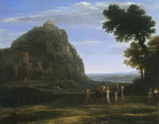 Ansicht von Delphi mit einer Prozession