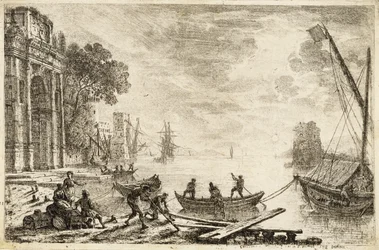 Hafenszene mit aufgehender Sonne, 1634