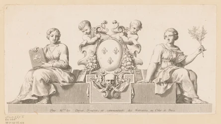Wappen der Notare des Châtelet in Paris mit Personifikationen des Guten Glaubens und des Gesetzes
