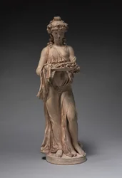 Junges Mädchen, das einen Rosenkranz auf einer Platte trägt, frühe 1770er Jahre