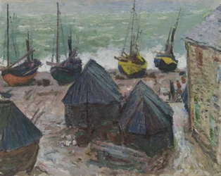 Boote am Strand von Étretat