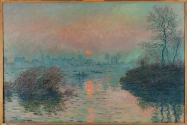 Sonnenuntergang über der Seine bei Lavacourt, Winterstimmung