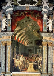 Heilige Kommunion von Karl II. (1661-1700) und seinem Hof, 1690