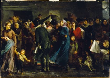 Die Schlange vor der Metzgerei im Jahr 1871, um 1871