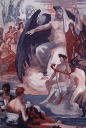 Die Verteidigung von Jupiter zur Rettung der Trojaner oder Griechen. Illustration von Clement Gontier für Homers 