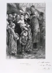 Deutsch-Französischer Krieg 1870-1871. Belagerung von Paris 19. Sept. 1870-28. Jan. 1871. Eine nationale Suppenküche in Paris, Januar 1871. Aus einer Lithografieserie von Clément-Auguste Andrieux über die Nationalgarden. Lebensmittelknappheit, Hunger