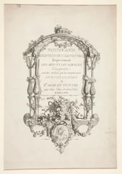 Titelseite aus Nouveaux Trophees ou cartouches representant les arts et les sciences