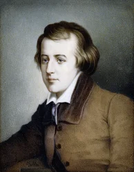 Halbporträt von Heinrich Heine, nach links blickend, 1820