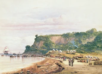 Landung der britischen und französischen Truppen in Varua am Schwarzen Meer von H.M.S. Bellerophon, 17. Juli 1854 im Krimkrieg