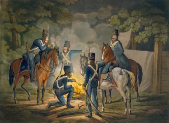 Preußische Husaren auf einer Nachtwache, ca. 1799-1802