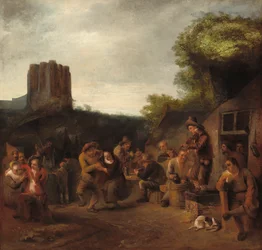 Geselligkeit in der Nähe des Gasthauses, ca. 1650