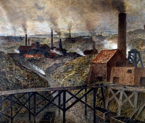 Im Black Country. Industrielandschaft mit Fabriken und Schornsteinen