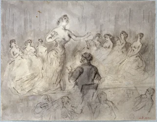 Szene in einem Café-concert, Orchester und Sängerinnen, um 1875-1880