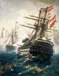 Die Schlacht von Lissa, gekämpft zwischen dem Österreichisch-Ungarischen Reich und Italien, 1866