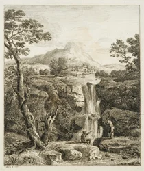 Landschaft mit Wasserfall