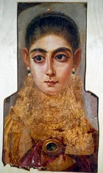 Koptische Kunst: junge Frau genannt „Die Europäerin“ Fayoum (um 160 n. Chr.) Wachsmalerei auf Holz. Paris, Louvre-Museum