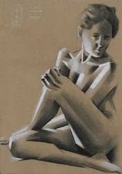 Dramatische sitzende Figur